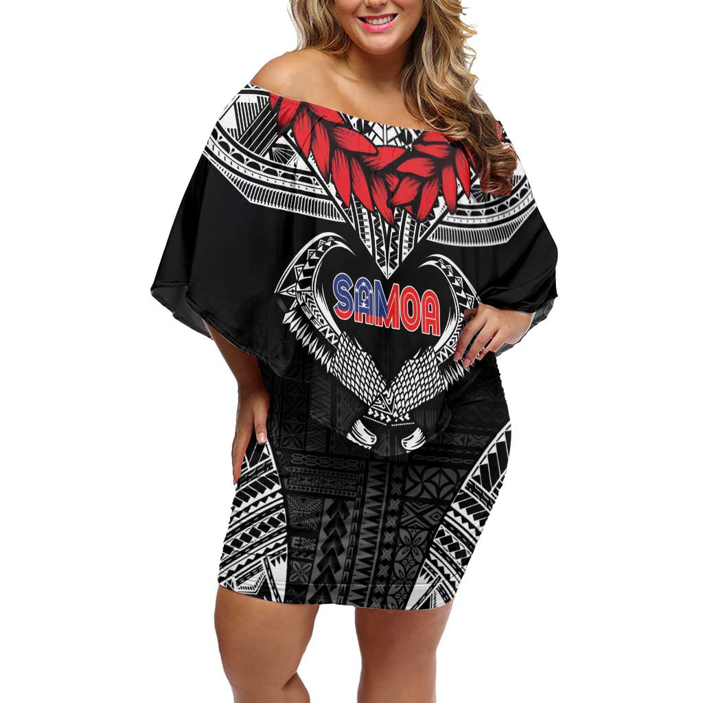 Personalized Talofa Samoa Off Shoulder Short Dress Ulafala With Toa Nifo'oti - Black