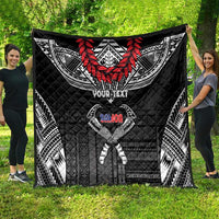 Personalized Talofa Samoa Quilt Ulafala With Toa Nifo'oti - Black