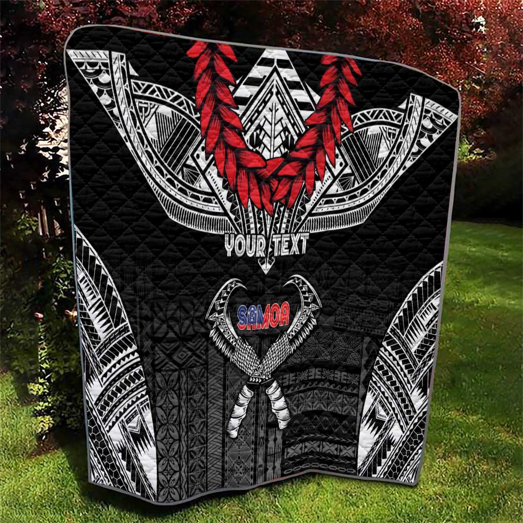 Personalized Talofa Samoa Quilt Ulafala With Toa Nifo'oti - Black