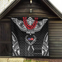 Personalized Talofa Samoa Quilt Ulafala With Toa Nifo'oti - Black
