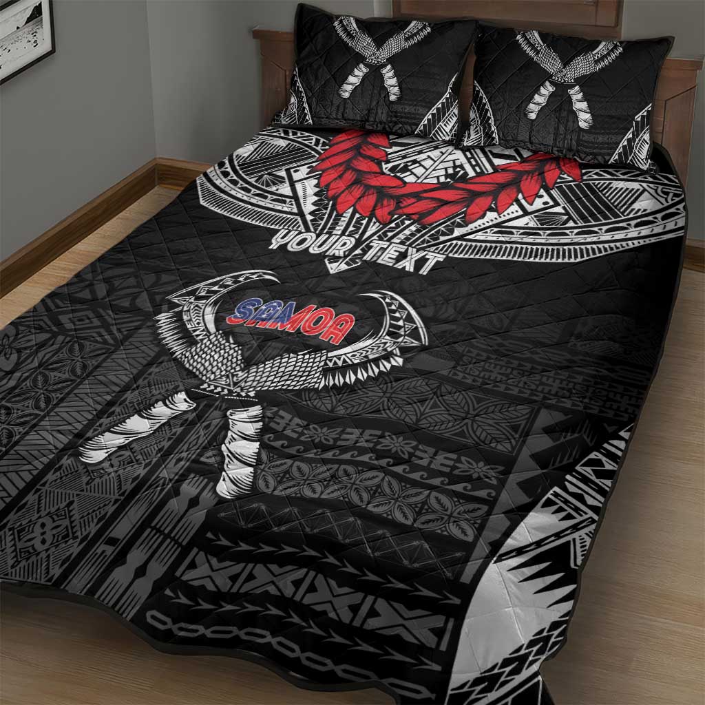 Personalized Talofa Samoa Quilt Bed Set Ulafala With Toa Nifo'oti - Black LT7 - Polynesian Pride