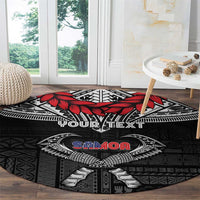 Personalized Talofa Samoa Round Carpet Ulafala With Toa Nifo'oti - Black