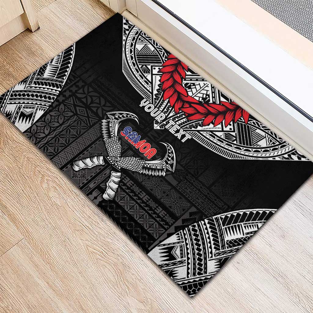 Personalized Talofa Samoa Rubber Doormat Ulafala With Toa Nifo'oti - Black LT7 - Polynesian Pride