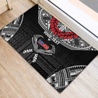 Personalized Talofa Samoa Rubber Doormat Ulafala With Toa Nifo'oti - Black LT7 - Polynesian Pride