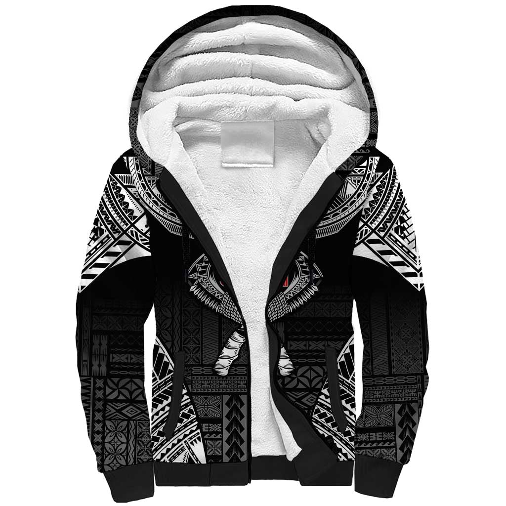 Personalized Talofa Samoa Sherpa Hoodie Ulafala With Toa Nifo'oti - Black