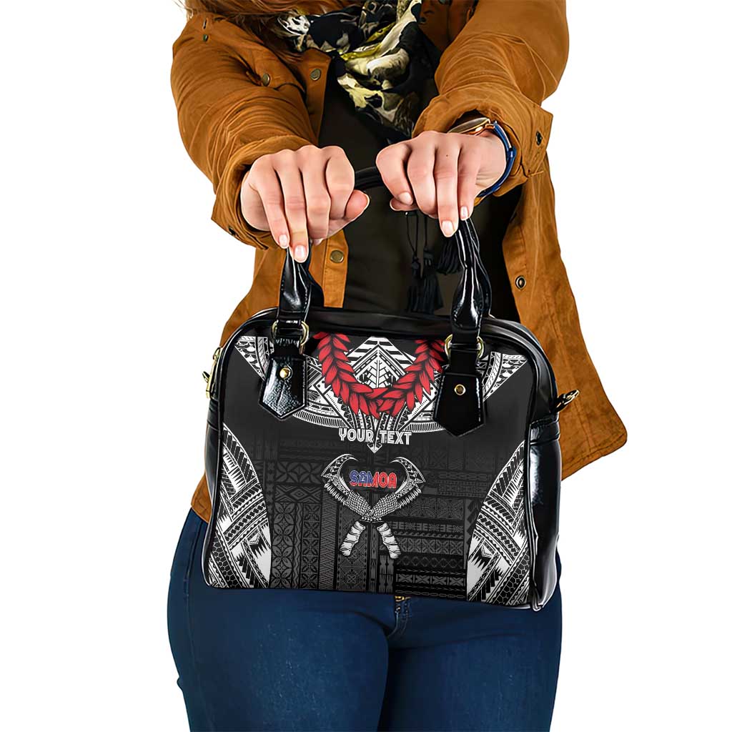 Personalized Talofa Samoa Shoulder Handbag Ulafala With Toa Nifo'oti - Black