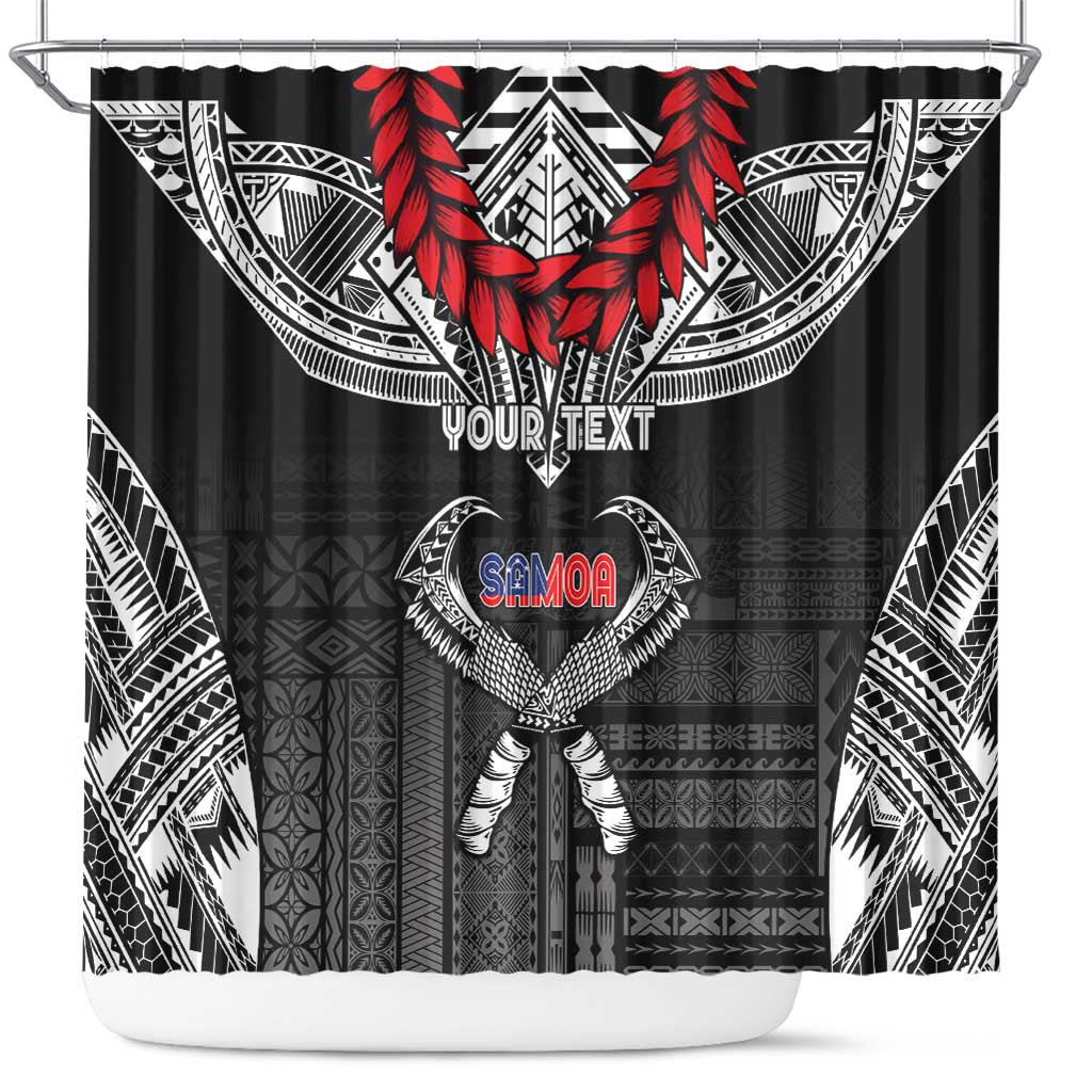 Personalized Talofa Samoa Shower Curtain Ulafala With Toa Nifo'oti - Black