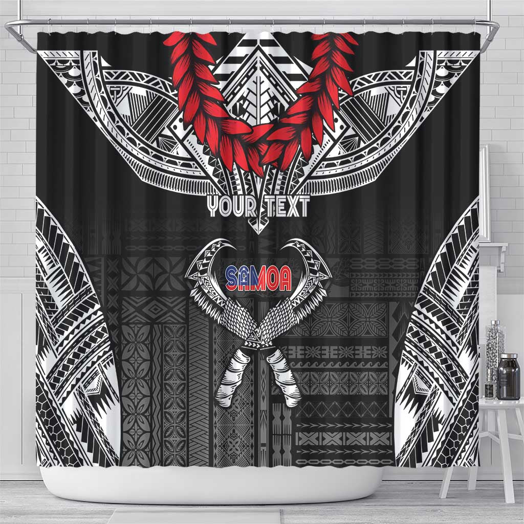 Personalized Talofa Samoa Shower Curtain Ulafala With Toa Nifo'oti - Black