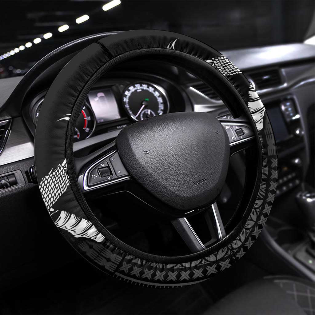 Talofa Samoa Steering Wheel Cover Ulafala With Toa Nifo'oti - Black LT7 Universal Fit Black - Polynesian Pride