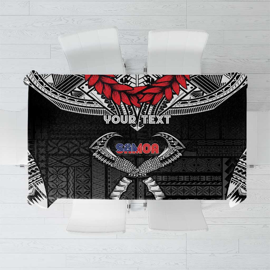 Personalized Talofa Samoa Tablecloth Ulafala With Toa Nifo'oti - Black LT7 Black - Polynesian Pride
