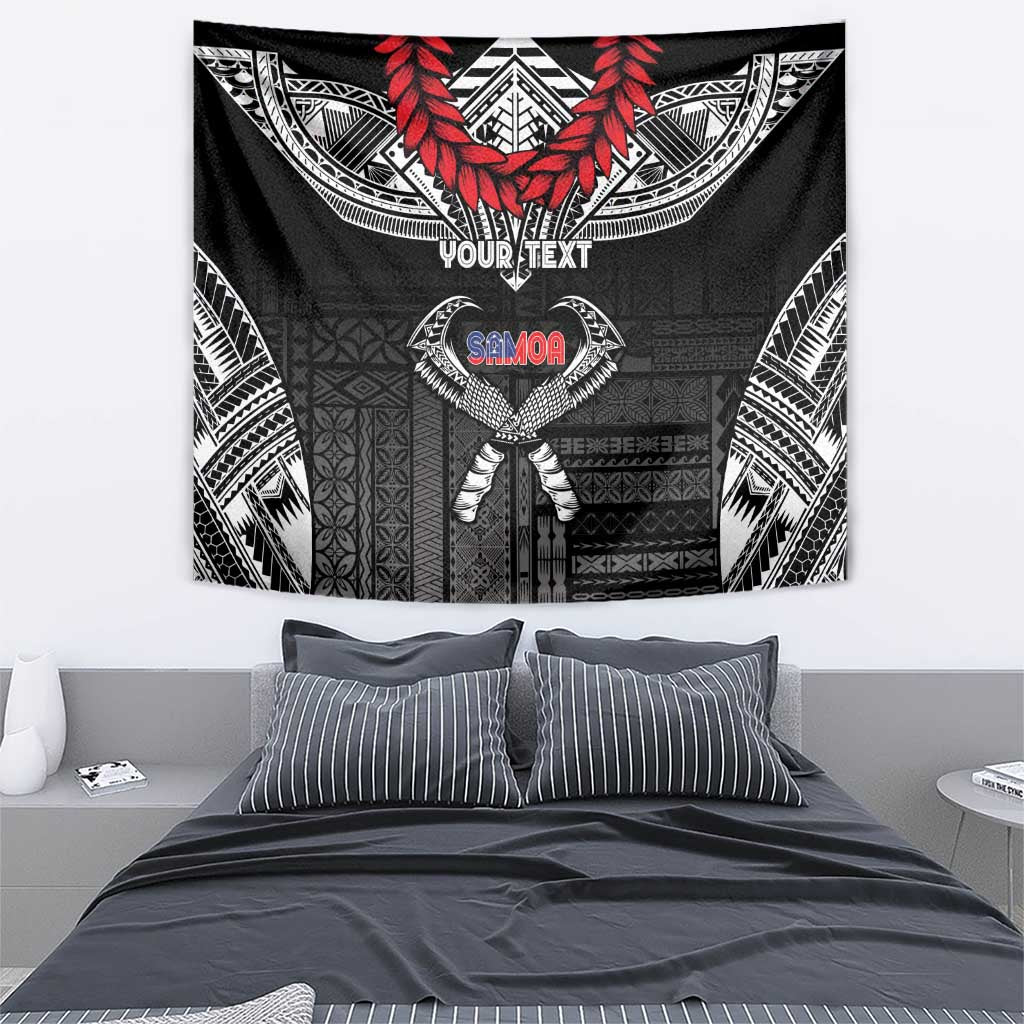 Personalized Talofa Samoa Tapestry Ulafala With Toa Nifo'oti - Black