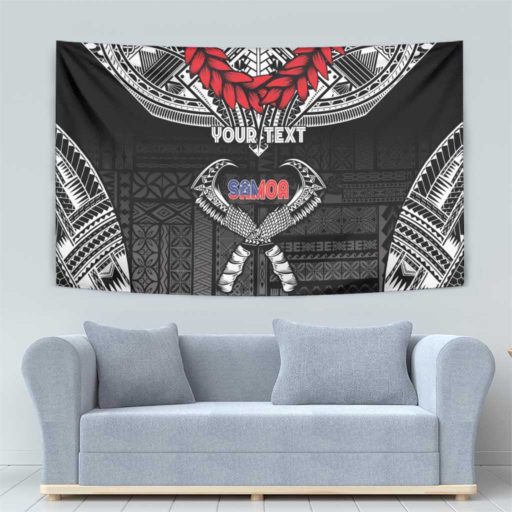 Personalized Talofa Samoa Tapestry Ulafala With Toa Nifo'oti - Black
