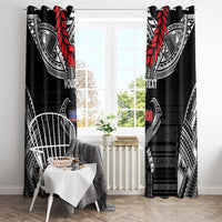 Personalized Talofa Samoa Window Curtain Ulafala With Toa Nifo'oti - Black