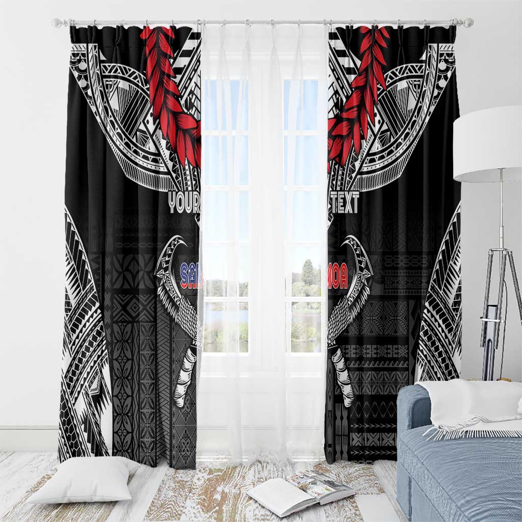Personalized Talofa Samoa Window Curtain Ulafala With Toa Nifo'oti - Black