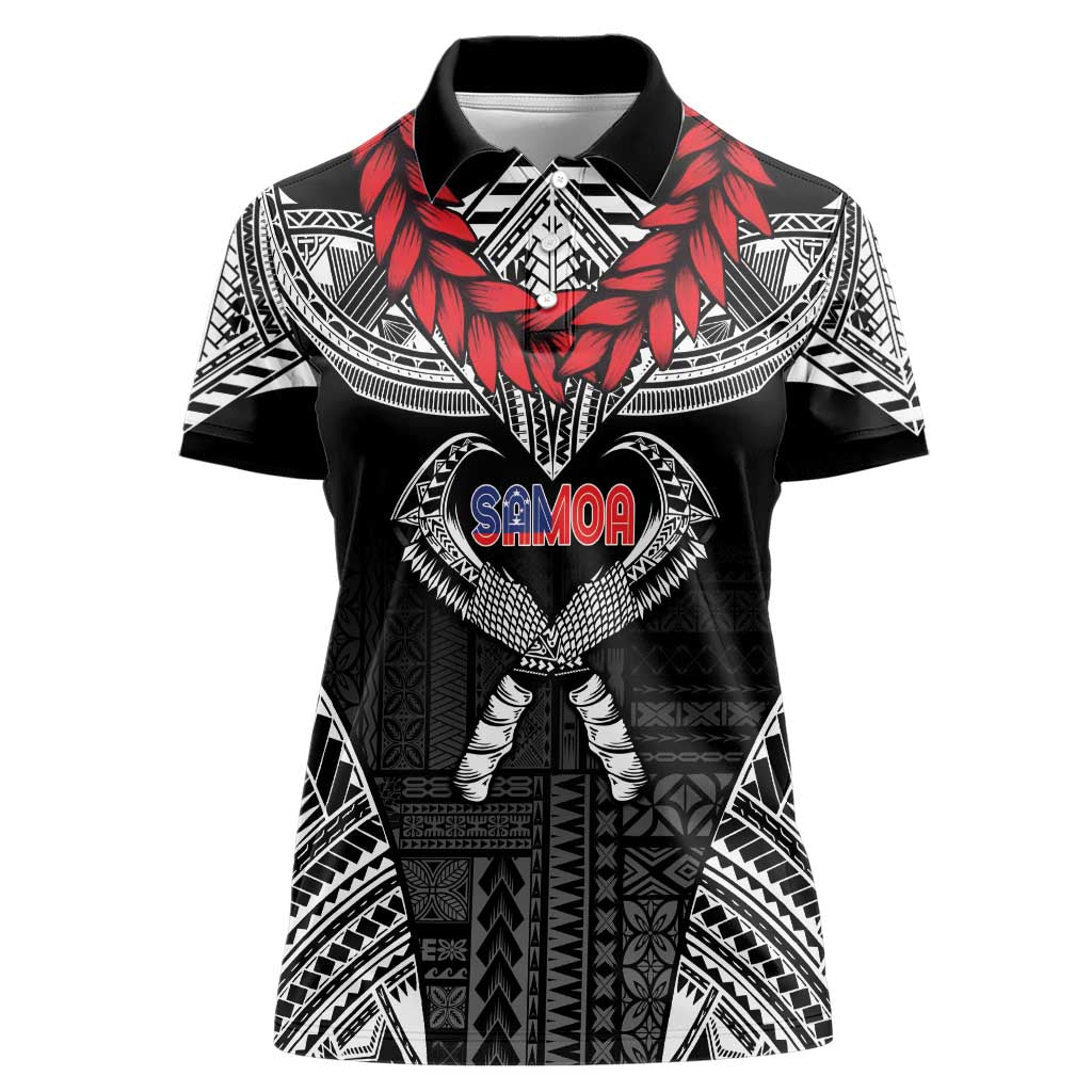 Personalized Talofa Samoa Women Polo Shirt Ulafala With Toa Nifo'oti - Black