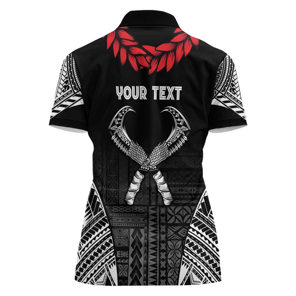 Personalized Talofa Samoa Women Polo Shirt Ulafala With Toa Nifo'oti - Black