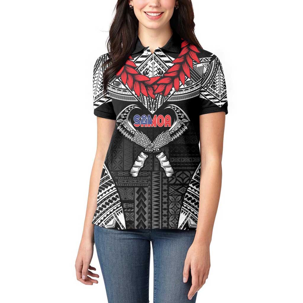 Personalized Talofa Samoa Women Polo Shirt Ulafala With Toa Nifo'oti - Black
