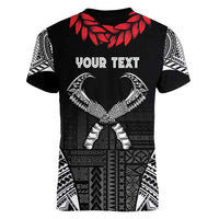 Personalized Talofa Samoa Women V-Neck T-Shirt Ulafala With Toa Nifo'oti - Black