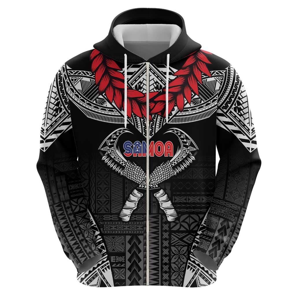 Personalized Talofa Samoa Zip Hoodie Ulafala With Toa Nifo'oti - Black