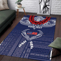 Personalized Talofa Samoa Area Rug Ulafala With Toa Nifo'oti - Blue