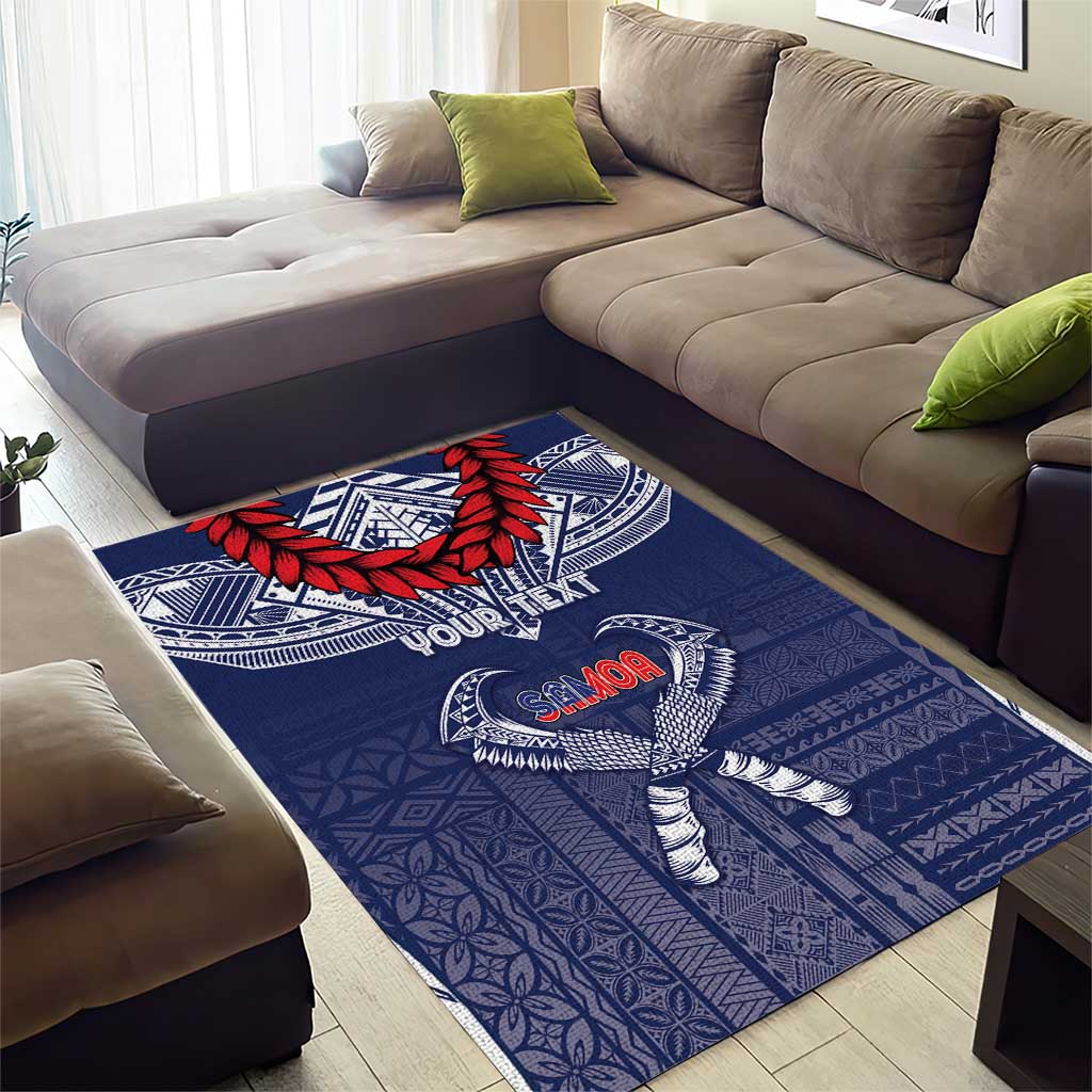 Personalized Talofa Samoa Area Rug Ulafala With Toa Nifo'oti - Blue