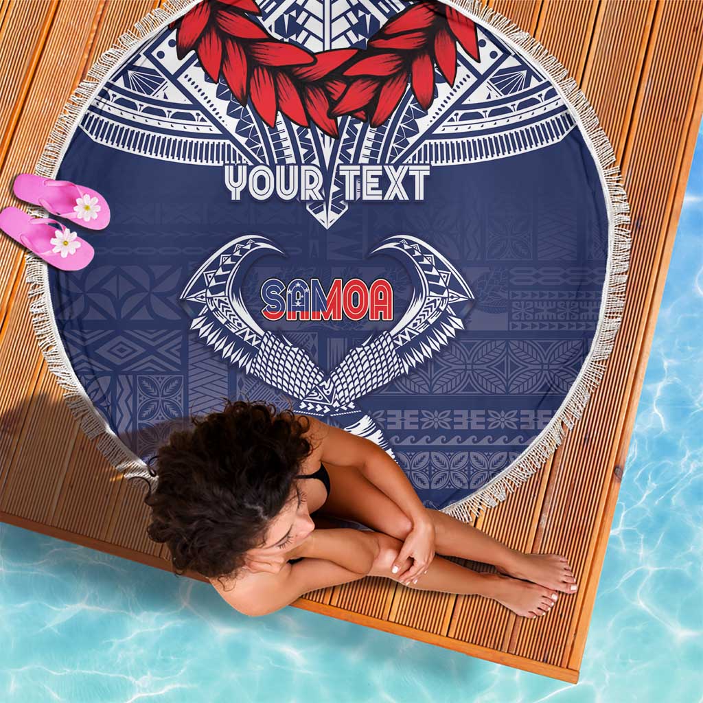 Personalized Talofa Samoa Beach Blanket Ulafala With Toa Nifo'oti - Blue LT7 - Polynesian Pride