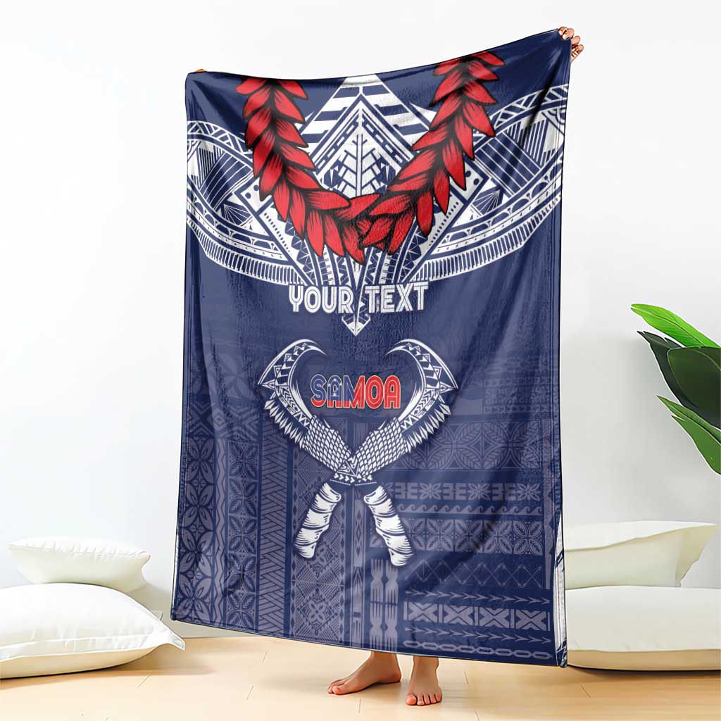 Personalized Talofa Samoa Blanket Ulafala With Toa Nifo'oti - Blue LT7 - Polynesian Pride