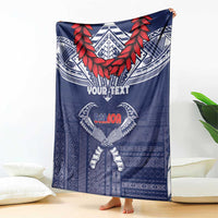 Personalized Talofa Samoa Blanket Ulafala With Toa Nifo'oti - Blue LT7 - Polynesian Pride