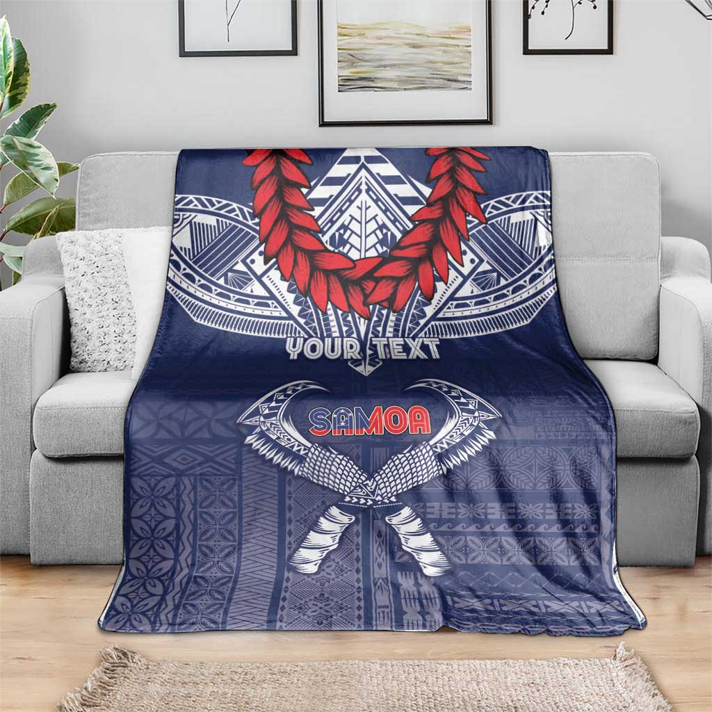 Personalized Talofa Samoa Blanket Ulafala With Toa Nifo'oti - Blue LT7 - Polynesian Pride