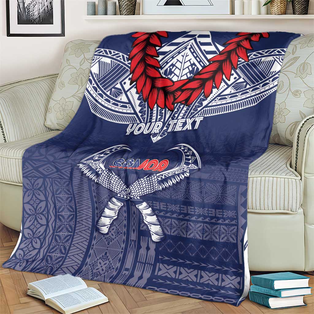 Personalized Talofa Samoa Blanket Ulafala With Toa Nifo'oti - Blue LT7 - Polynesian Pride