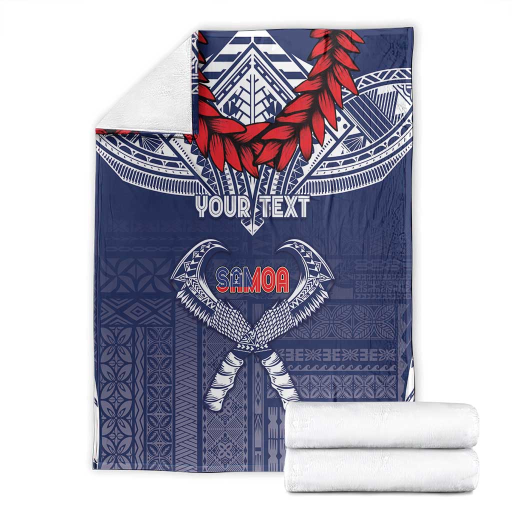 Personalized Talofa Samoa Blanket Ulafala With Toa Nifo'oti - Blue LT7 - Polynesian Pride