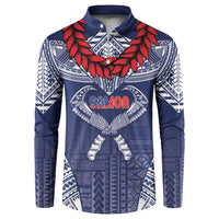 Personalized Talofa Samoa Button Sweatshirt Ulafala With Toa Nifo'oti - Blue LT7 Blue - Polynesian Pride