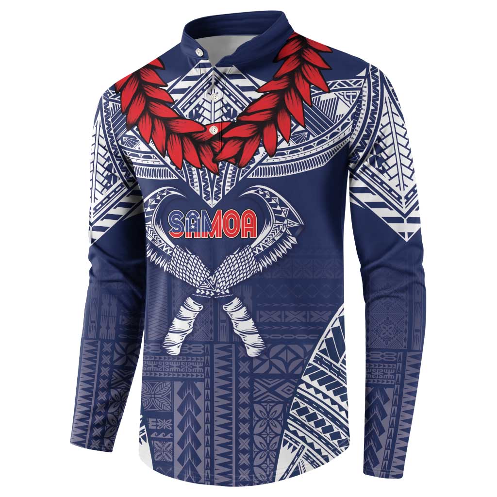 Personalized Talofa Samoa Button Sweatshirt Ulafala With Toa Nifo'oti - Blue LT7 - Polynesian Pride