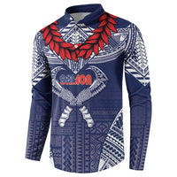 Personalized Talofa Samoa Button Sweatshirt Ulafala With Toa Nifo'oti - Blue LT7 - Polynesian Pride