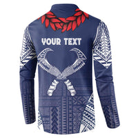 Personalized Talofa Samoa Button Sweatshirt Ulafala With Toa Nifo'oti - Blue LT7 - Polynesian Pride