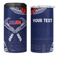 Personalized Talofa Samoa 4 in 1 Can Cooler Tumbler Ulafala With Toa Nifo'oti - Blue LT7 One Size: 16 oz Blue - Polynesian Pride