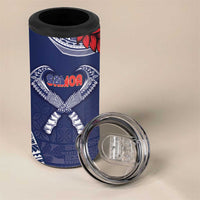 Personalized Talofa Samoa 4 in 1 Can Cooler Tumbler Ulafala With Toa Nifo'oti - Blue LT7 - Polynesian Pride