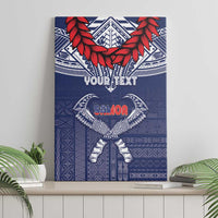 Personalized Talofa Samoa Canvas Wall Art Ulafala With Toa Nifo'oti - Blue LT7 - Polynesian Pride