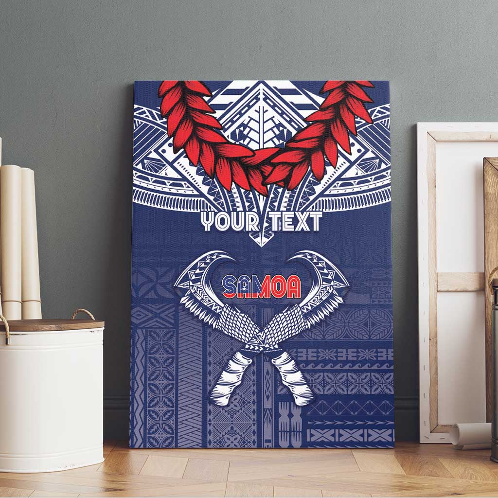 Personalized Talofa Samoa Canvas Wall Art Ulafala With Toa Nifo'oti - Blue LT7 - Polynesian Pride