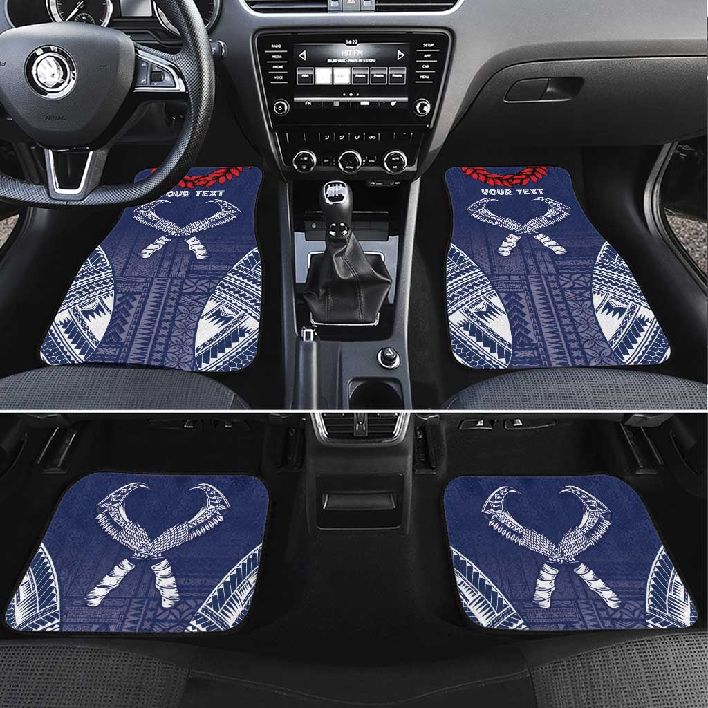 Personalized Talofa Samoa Car Mats Ulafala With Toa Nifo'oti - Blue LT7 Set 4pcs Blue - Polynesian Pride