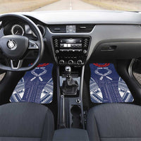 Personalized Talofa Samoa Car Mats Ulafala With Toa Nifo'oti - Blue LT7 Set 2pcs - Front Blue - Polynesian Pride