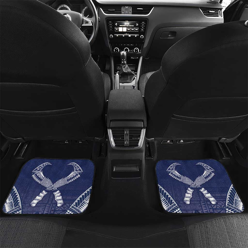 Personalized Talofa Samoa Car Mats Ulafala With Toa Nifo'oti - Blue LT7 Set 2pcs - Back Blue - Polynesian Pride