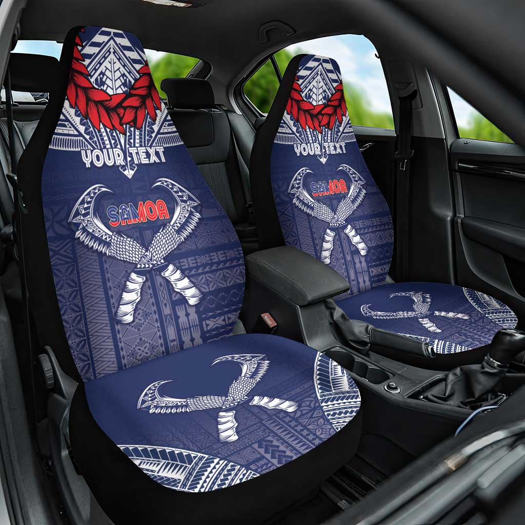 Personalized Talofa Samoa Car Seat Cover Ulafala With Toa Nifo'oti - Blue