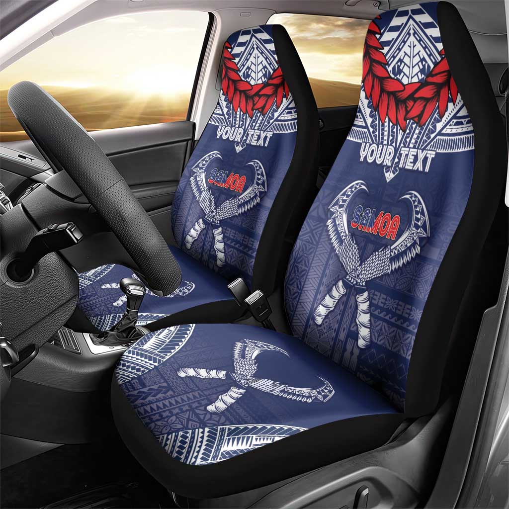 Personalized Talofa Samoa Car Seat Cover Ulafala With Toa Nifo'oti - Blue