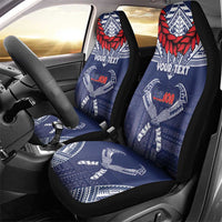 Personalized Talofa Samoa Car Seat Cover Ulafala With Toa Nifo'oti - Blue
