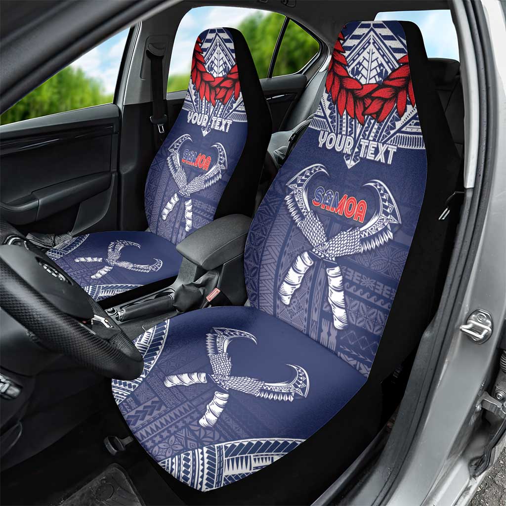 Personalized Talofa Samoa Car Seat Cover Ulafala With Toa Nifo'oti - Blue