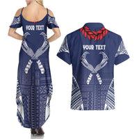 Personalized Talofa Samoa Couples Matching Summer Maxi Dress and Hawaiian Shirt Ulafala With Toa Nifo'oti - Blue LT7 - Polynesian Pride