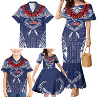 Personalized Talofa Samoa Family Matching Mermaid Dress and Hawaiian Shirt Ulafala With Toa Nifo'oti - Blue