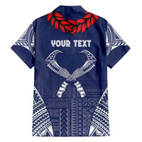 Personalized Talofa Samoa Family Matching Off Shoulder Short Dress and Hawaiian Shirt Ulafala With Toa Nifo'oti - Blue