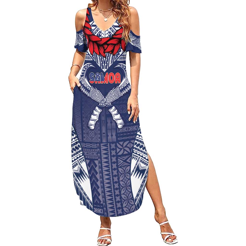 Personalized Talofa Samoa Family Matching Summer Maxi Dress and Hawaiian Shirt Ulafala With Toa Nifo'oti - Blue